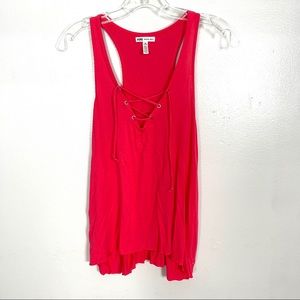 SOLD - PINK by Victoria Secret Lace Up Chest Athleisure Racerback Tank
